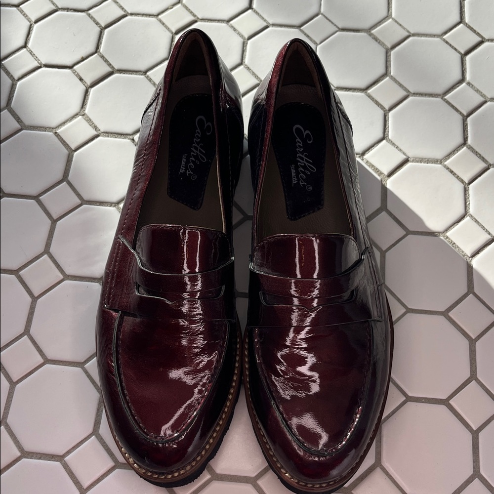 Earthies Deep Red Patent Loafers - Never Worn